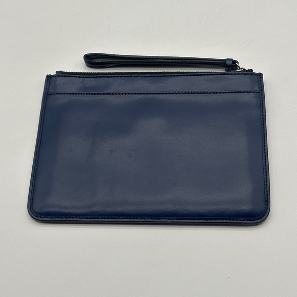 Blue Leather Oroton Zip Pouch with Wrist Strap - Picture 3 of 8